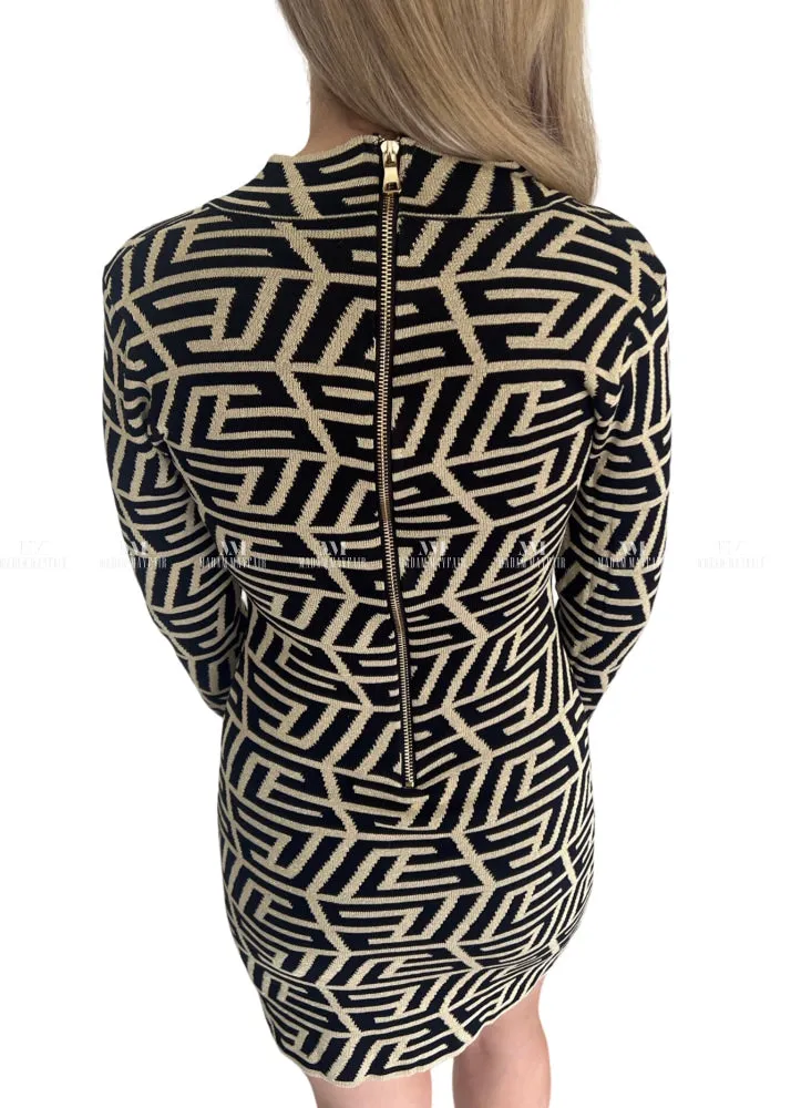Andrea Black Geometric Dress