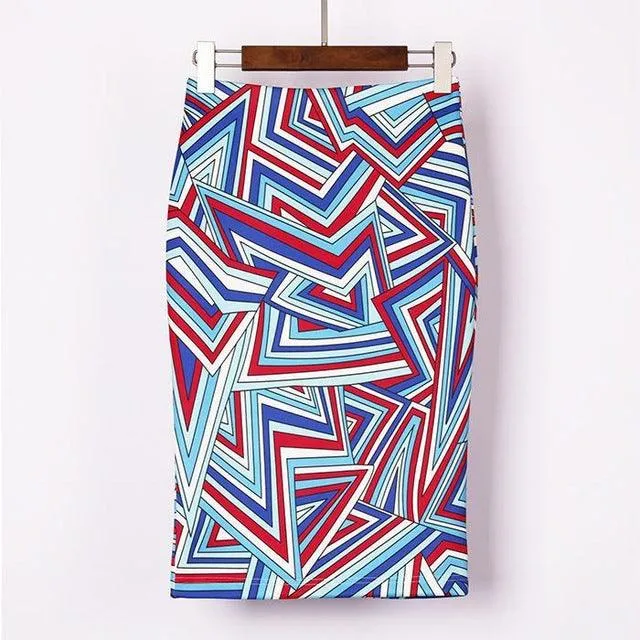 Autumn Rose Flower Printed High Waist Skirt