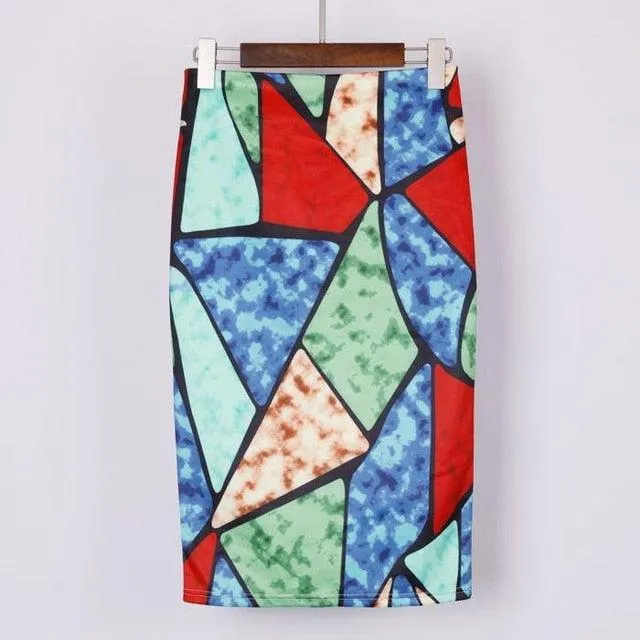 Autumn Rose Flower Printed High Waist Skirt