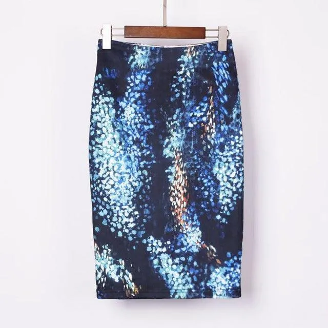 Autumn Rose Flower Printed High Waist Skirt