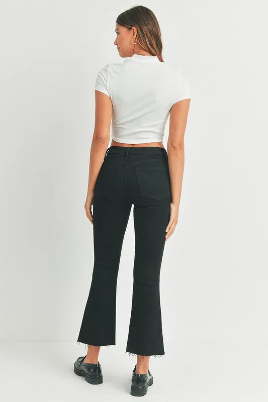 Black Cropped Flare Jeans