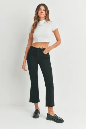 Black Cropped Flare Jeans