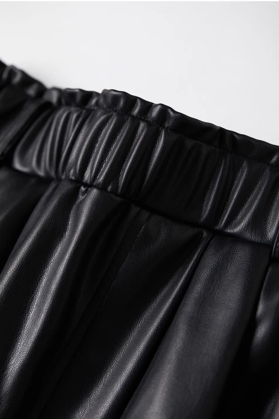 Black Leather Maxi Cargo Skirt With Front Slit