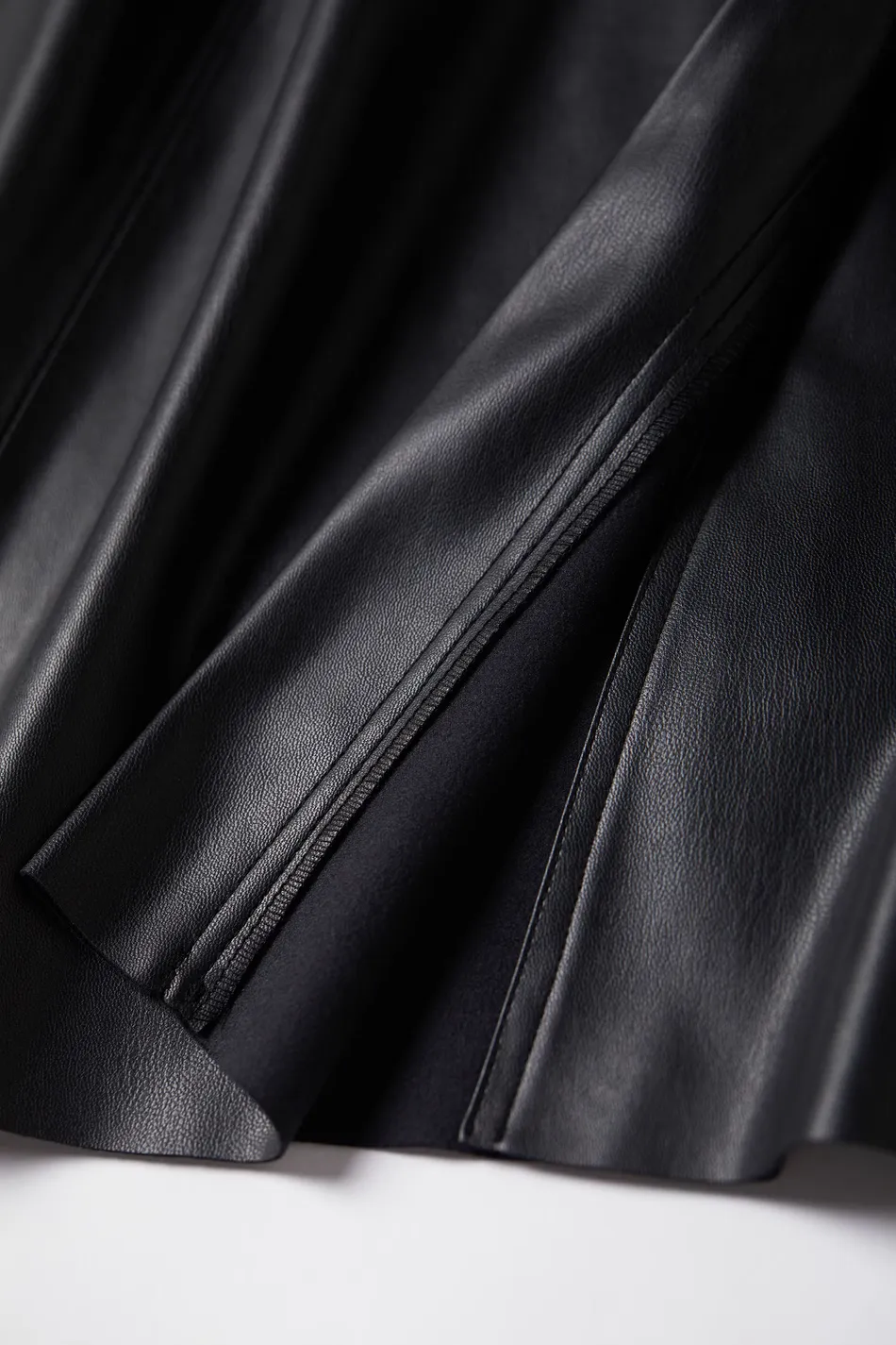 Black Leather Maxi Cargo Skirt With Front Slit