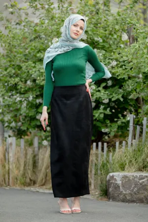 Black Suede Pencil Maxi Skirt-CLEARANCE