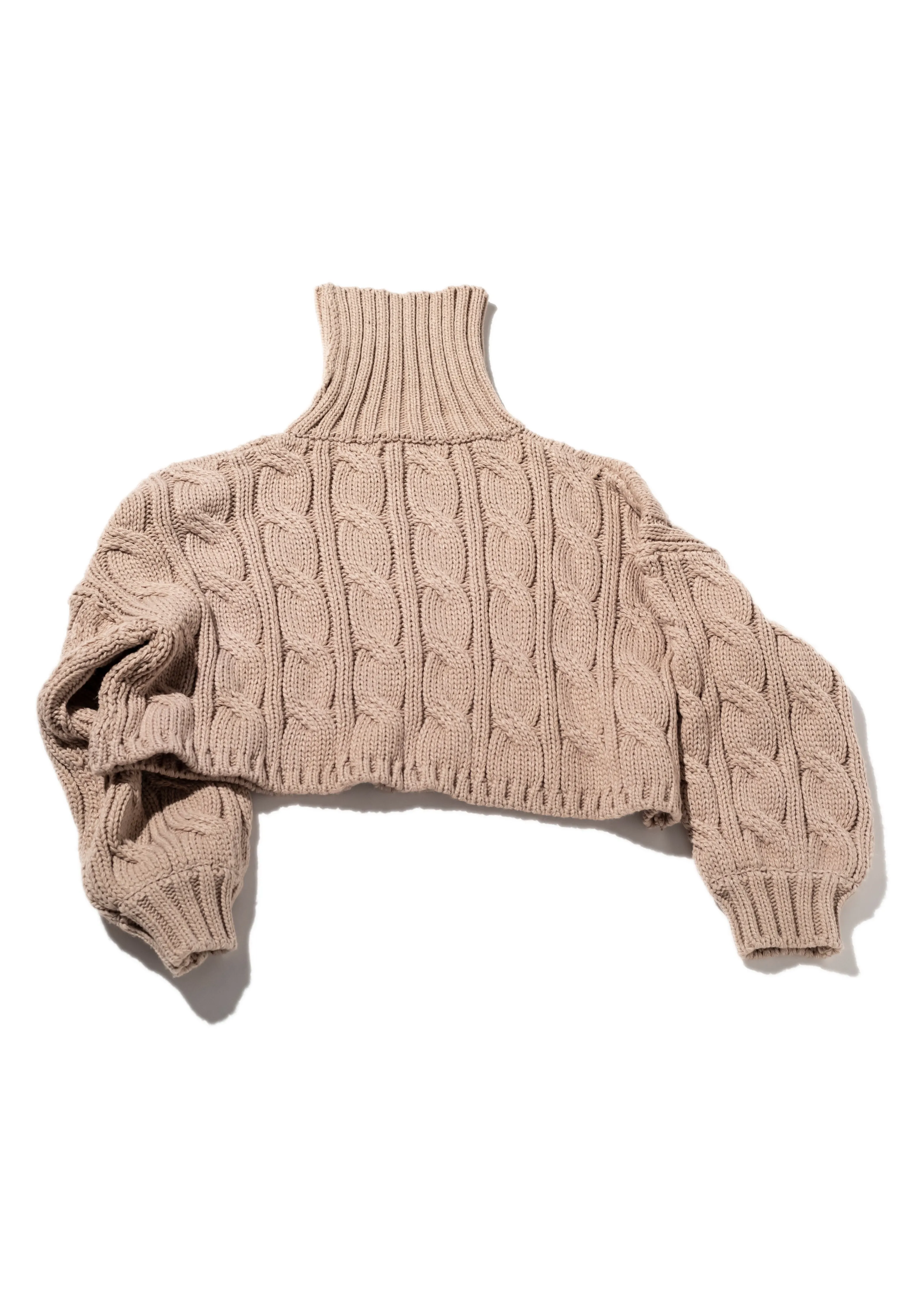 Blush Cropped Cable Knit Turtleneck