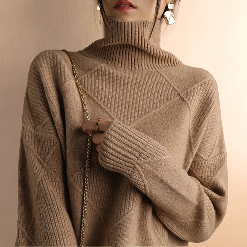 Bouclé Couture Turtleneck Sweater