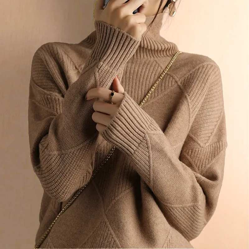 Bouclé Couture Turtleneck Sweater