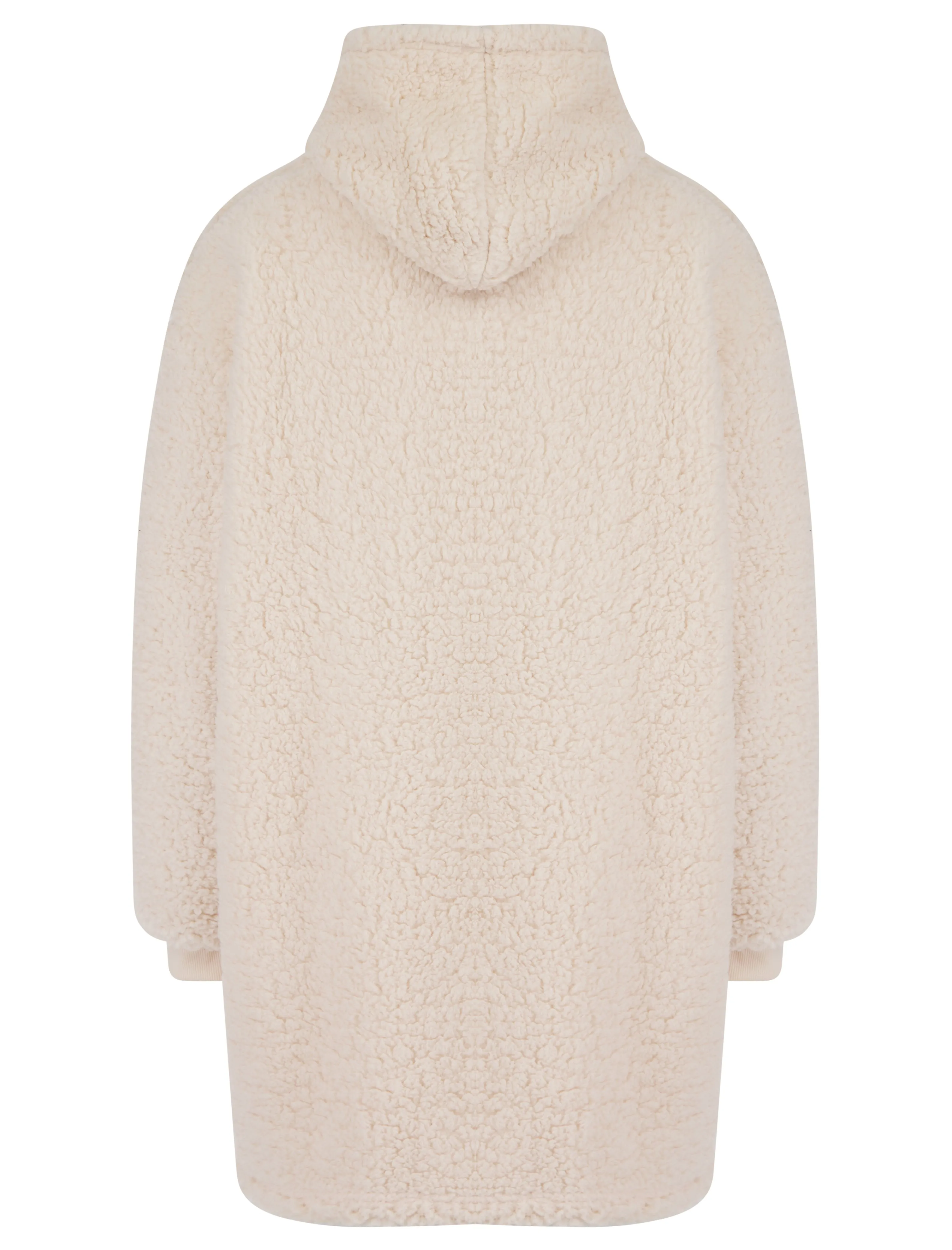 CREAM TEDDY OVERSIZED REINDEER SNUGGLE HOODIE
