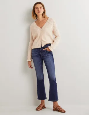 Fitted Cropped Flare Jeans-Dark Vintage