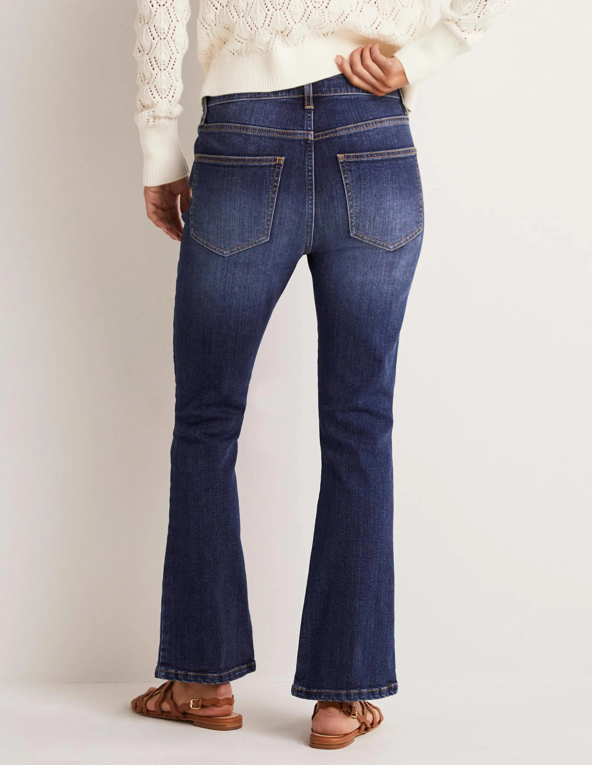 Fitted Cropped Flare Jeans-Dark Vintage