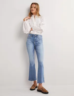 Fitted Cropped Flare Jeans-Light Vintage