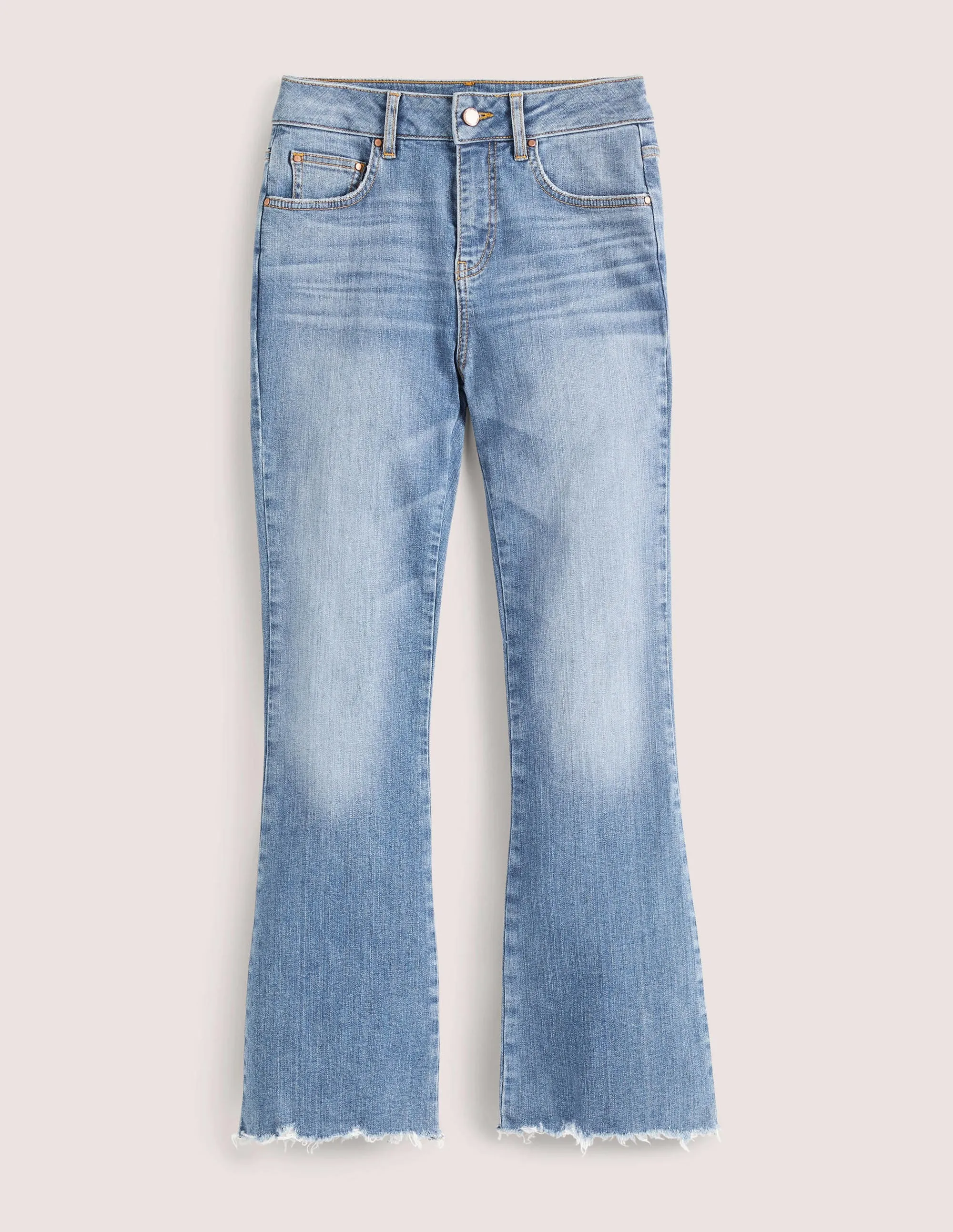 Fitted Cropped Flare Jeans-Light Vintage