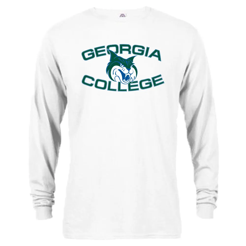 Georgia College GCSU Bobcats Arch Text Mascot Logo Long Sleeve T-Shirt