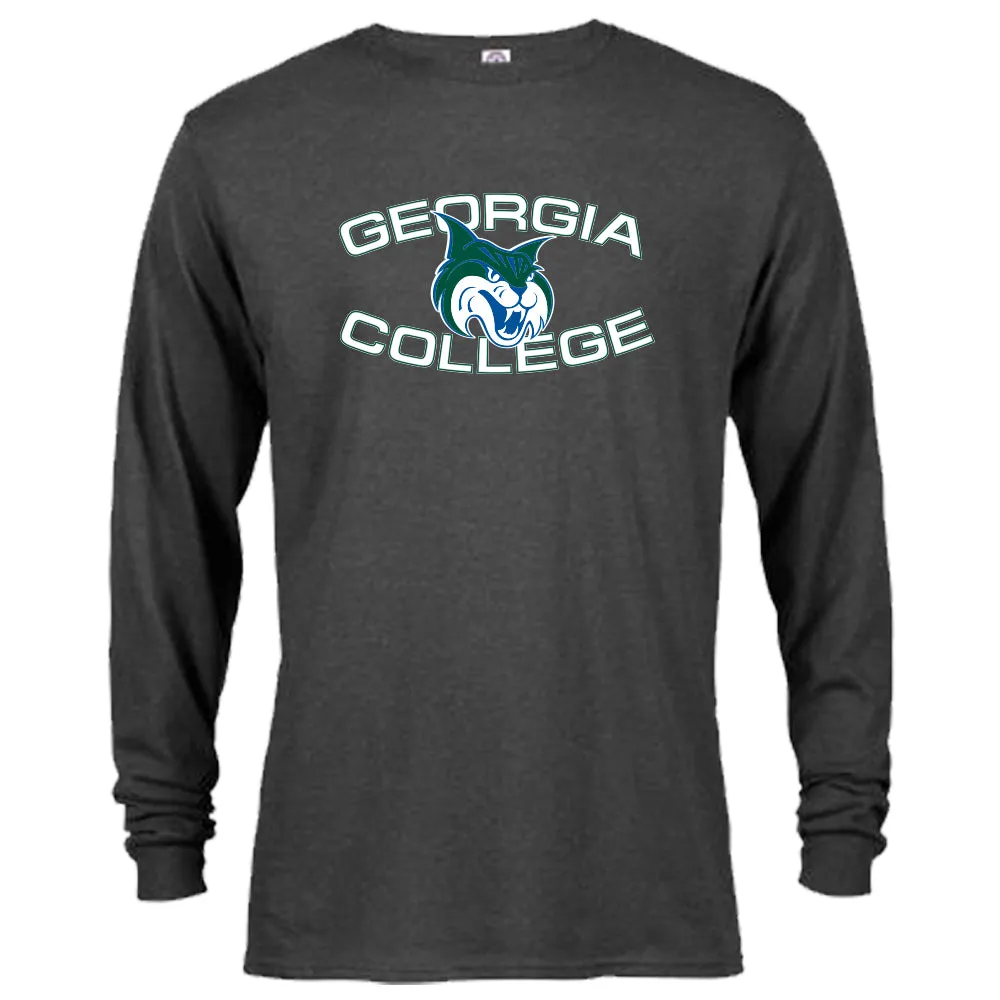 Georgia College GCSU Bobcats Arch Text Mascot Logo Long Sleeve T-Shirt