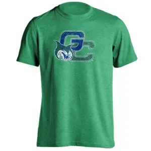 Georgia College GCSU Bobcats Distressed Interlocking GC with Mascot Logo Short Sleeve T-Shirt