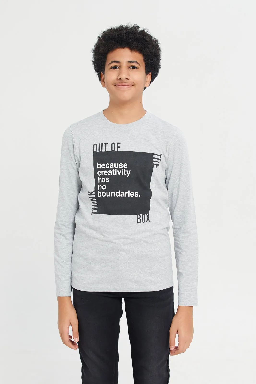 Grey Mel Long Sleeve Graphic Tee