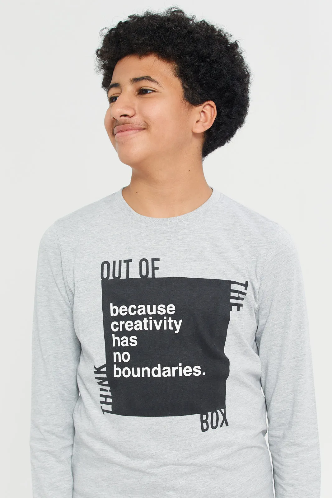 Grey Mel Long Sleeve Graphic Tee