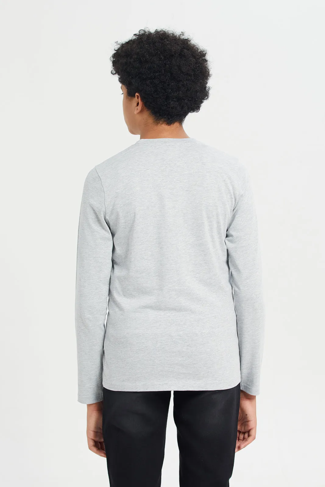 Grey Mel Long Sleeve Graphic Tee