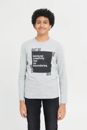 Grey Mel Long Sleeve Graphic Tee