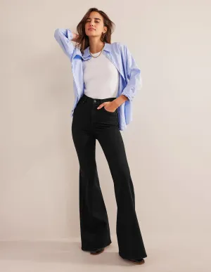 High Rise Super Flare Jeans-Black