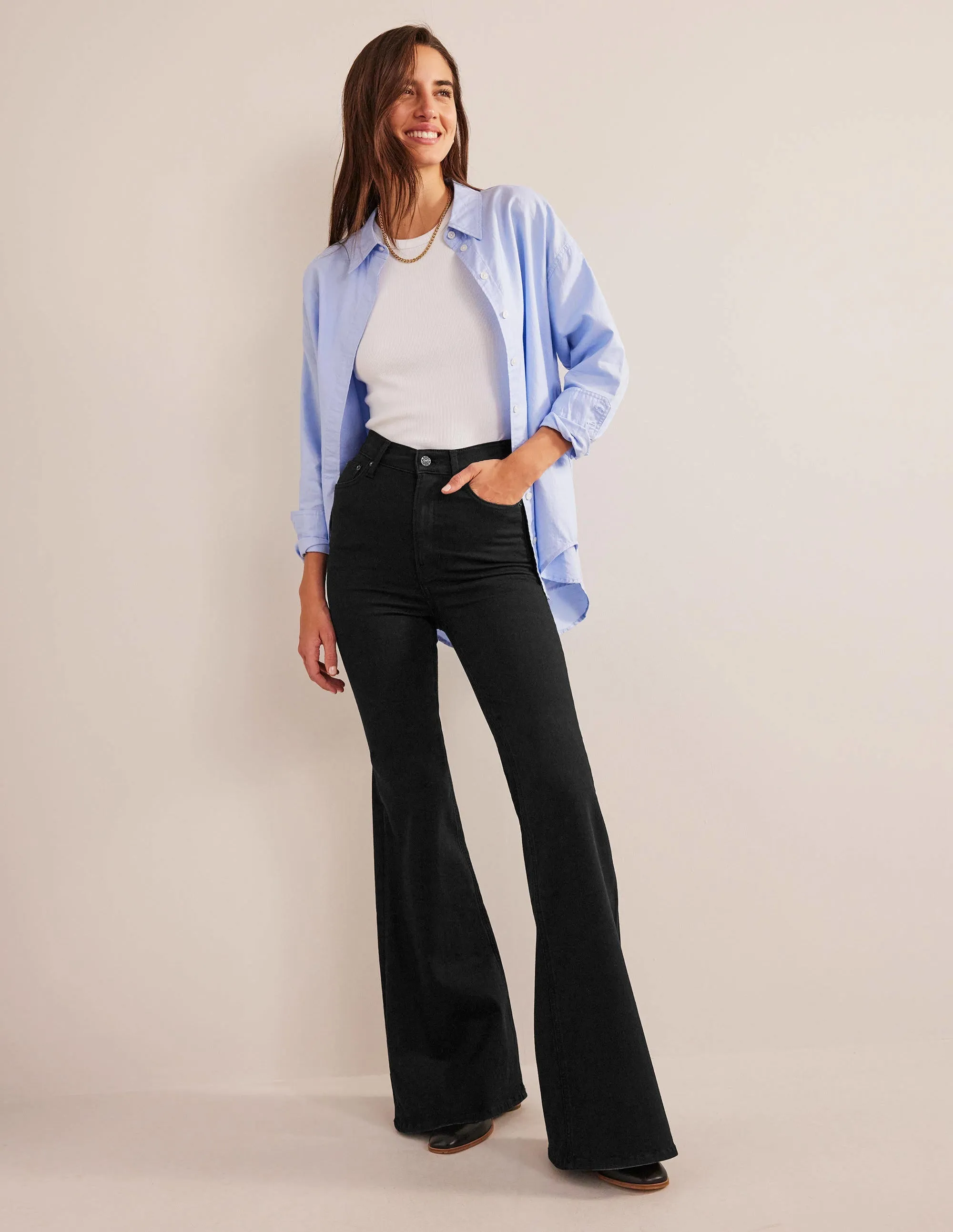 High Rise Super Flare Jeans-Black