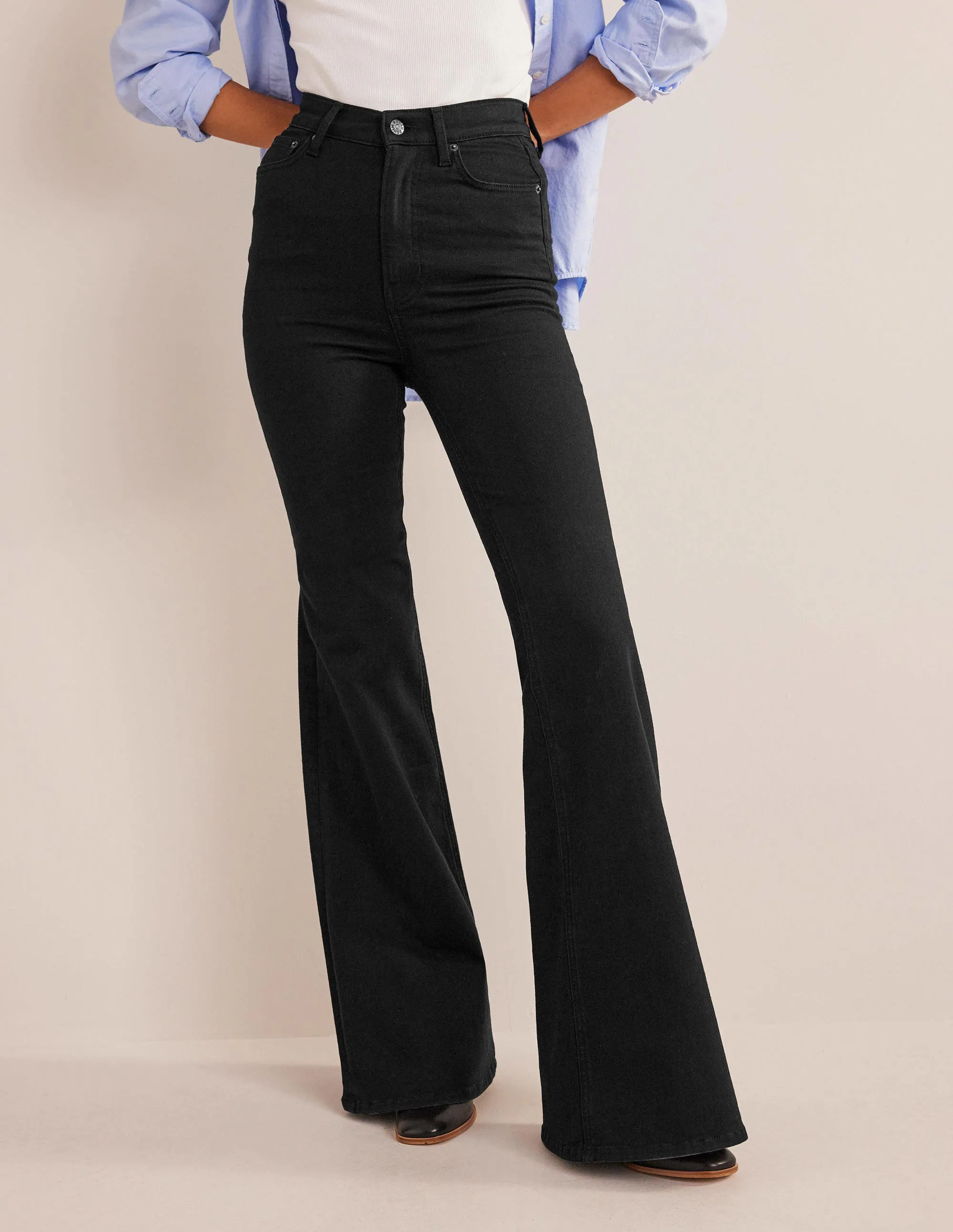 High Rise Super Flare Jeans-Black