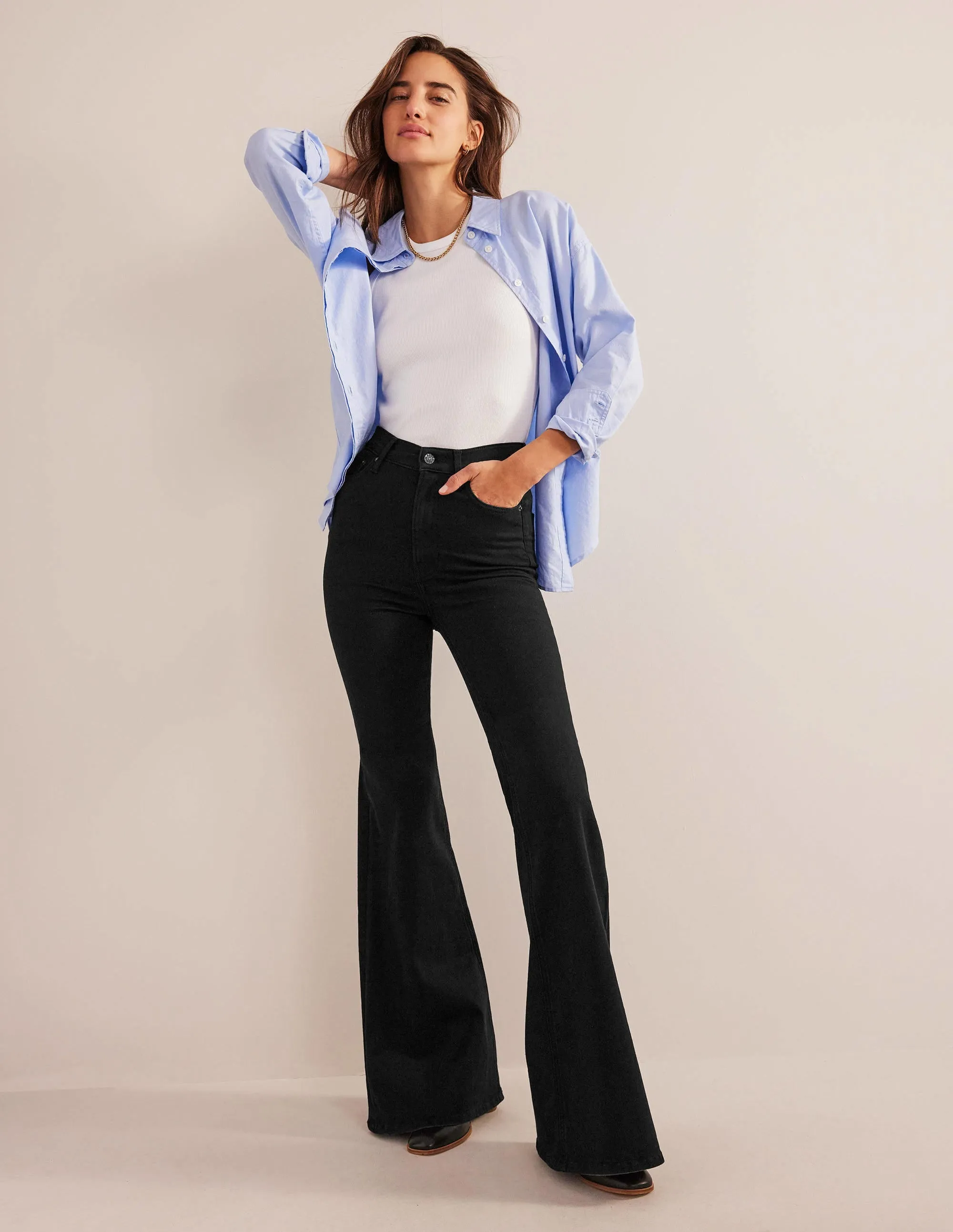 High Rise Super Flare Jeans-Black