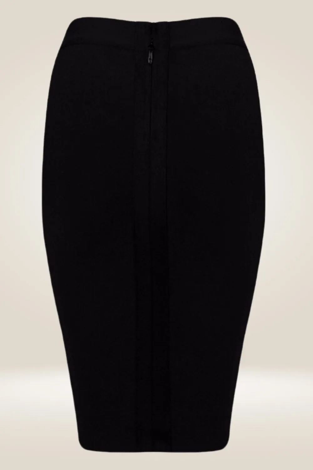 High Waisted Black Pencil Midi Skirt