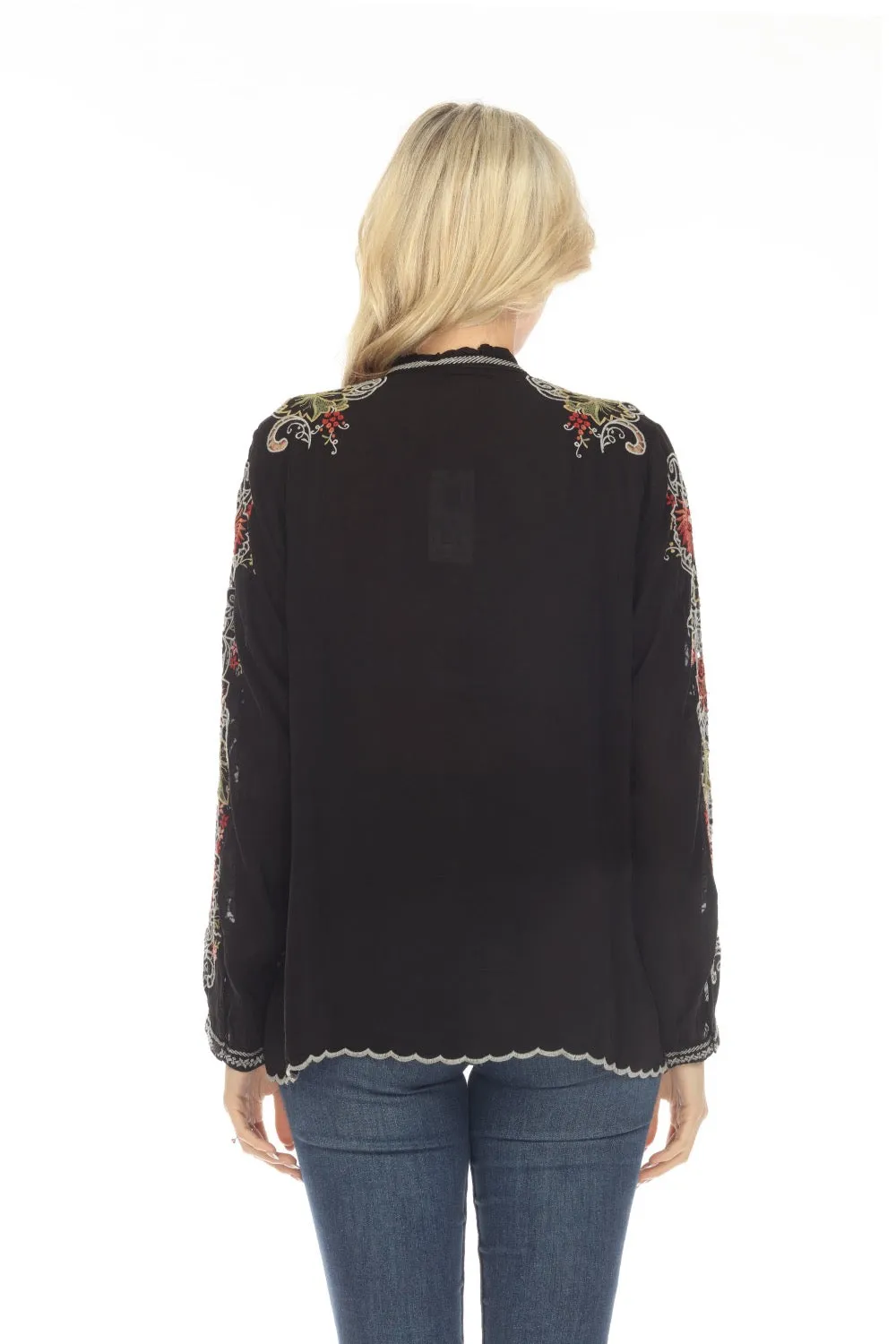 Johnny Was Ruelle Embroidered Button-Down Blouse Boho Chic C17023 *