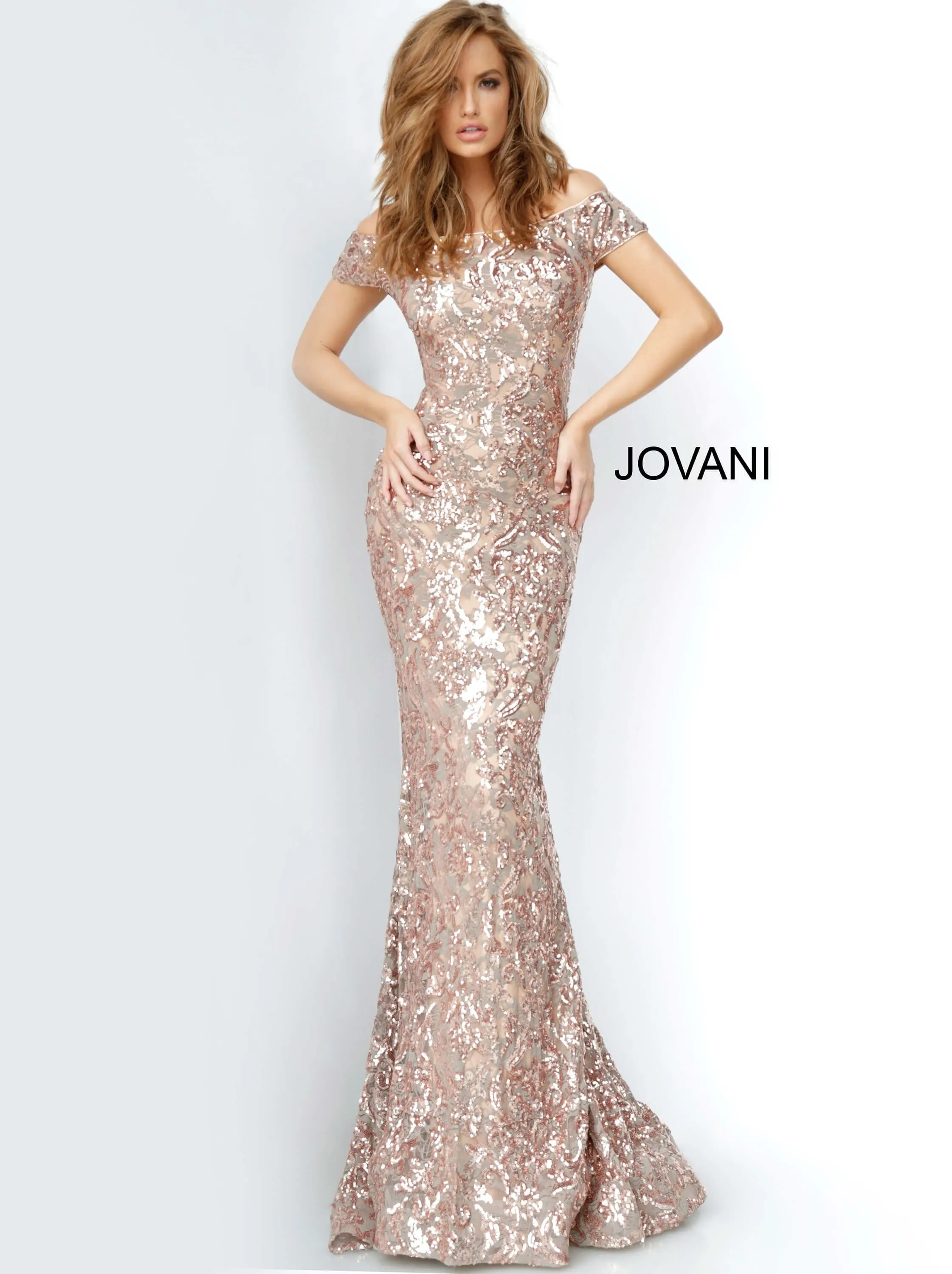 Jovani 1122 lace dress off the shoulder fitted evening gown mother of the bride groom