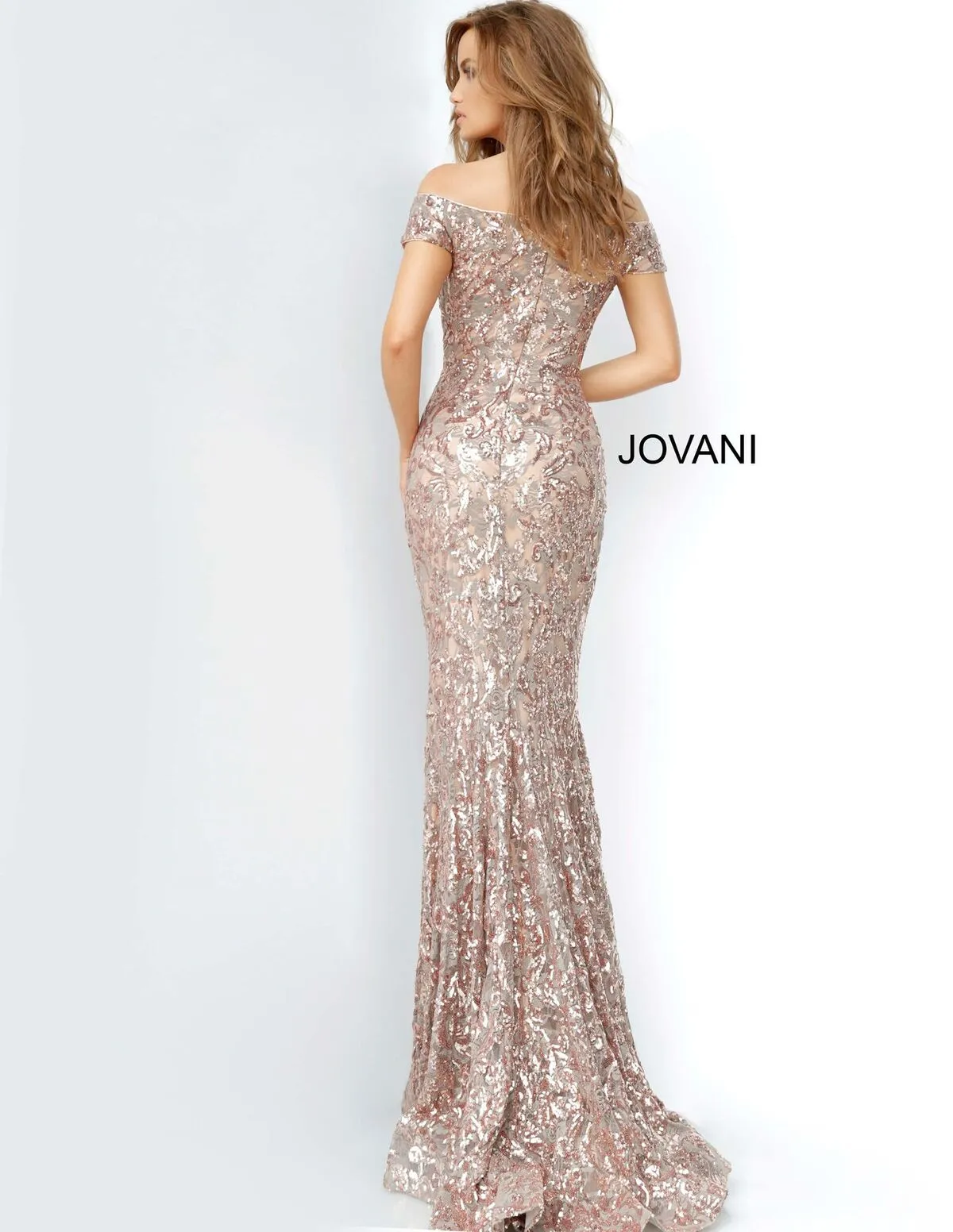 Jovani 1122 lace dress off the shoulder fitted evening gown mother of the bride groom