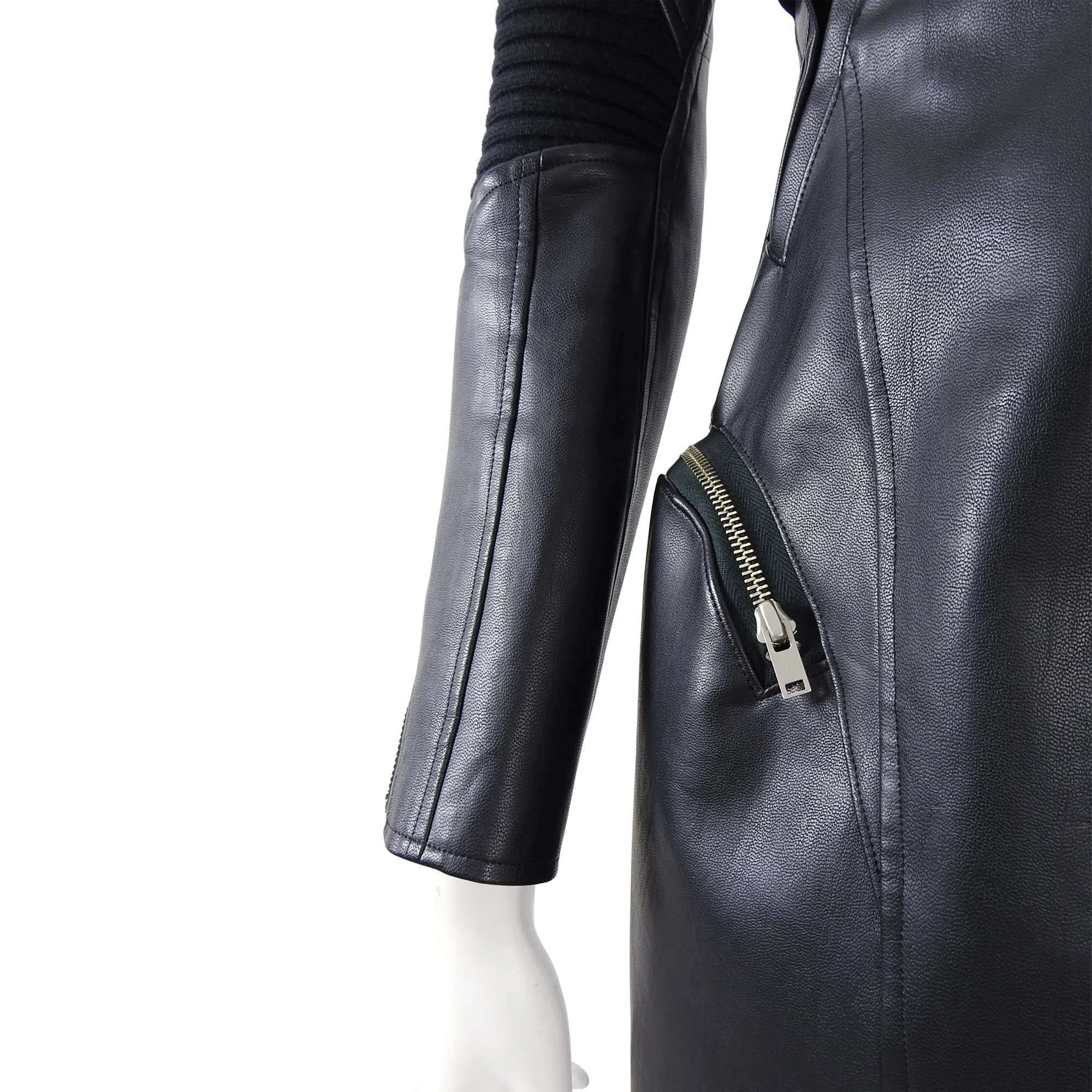 Junya Watanabe Fall 2013 Faux Leather Long Moto Jacket - XXS
