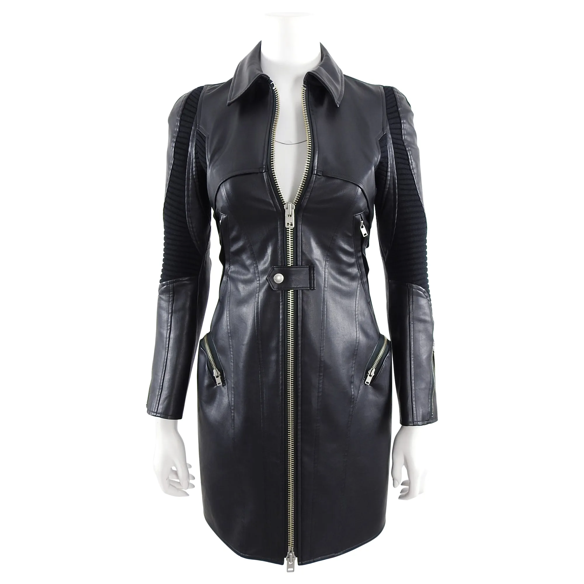 Junya Watanabe Fall 2013 Faux Leather Long Moto Jacket - XXS