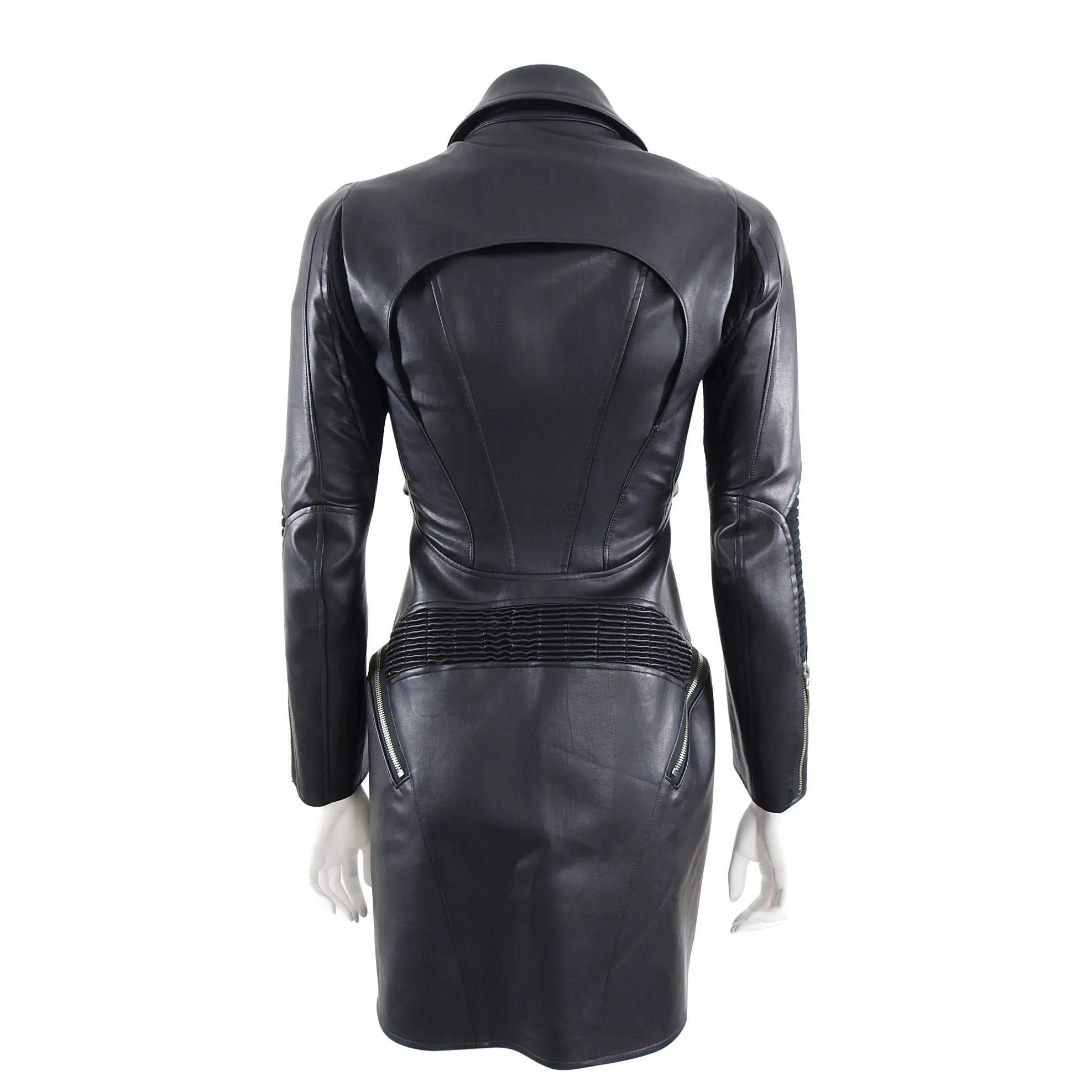 Junya Watanabe Fall 2013 Faux Leather Long Moto Jacket - XXS