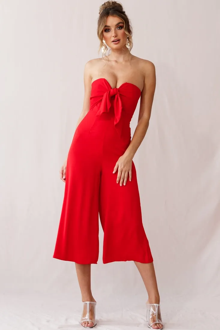 Khloe Summer Bow Tie Jumpsuit Red