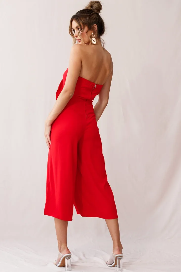 Khloe Summer Bow Tie Jumpsuit Red