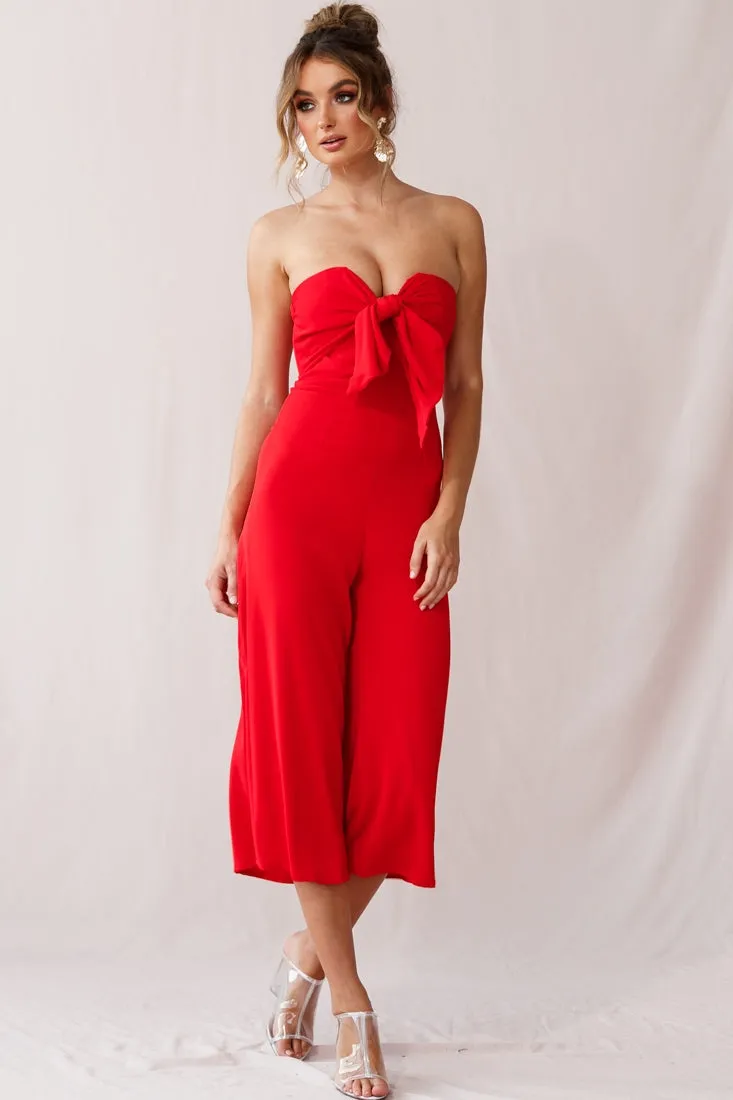 Khloe Summer Bow Tie Jumpsuit Red