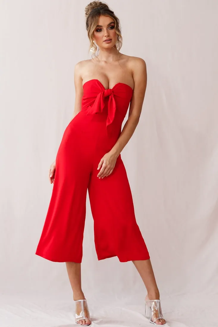 Khloe Summer Bow Tie Jumpsuit Red