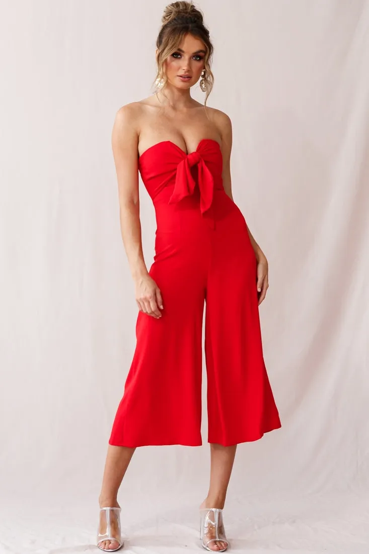 Khloe Summer Bow Tie Jumpsuit Red