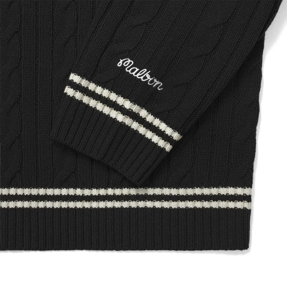Malbon Ivy Cable Knit Golf Sweater Black - FW22