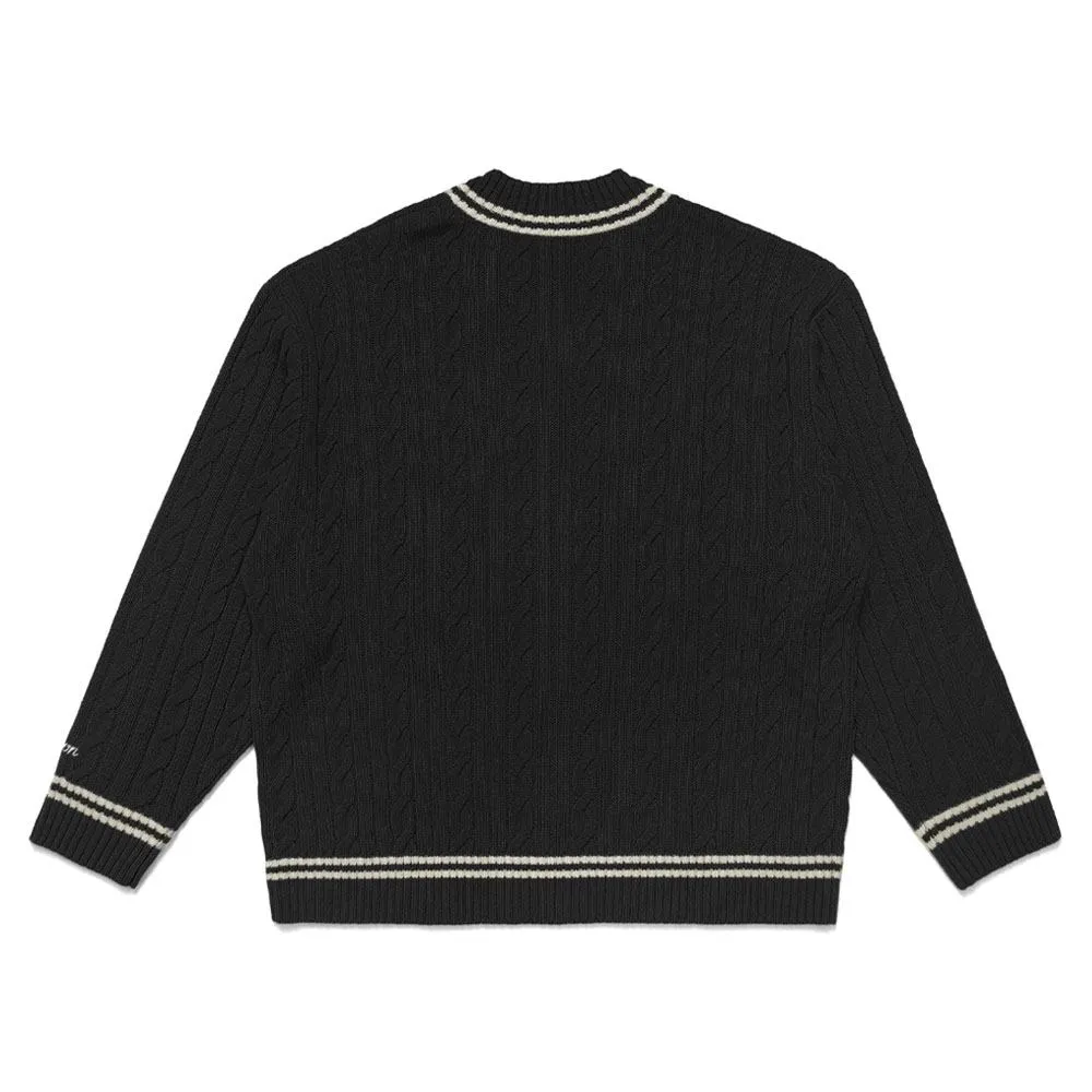 Malbon Ivy Cable Knit Golf Sweater Black - FW22
