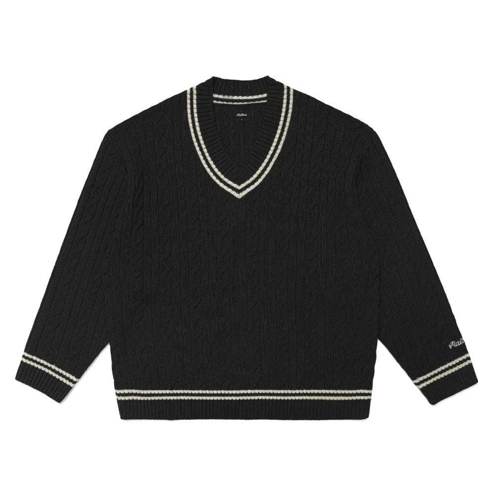 Malbon Ivy Cable Knit Golf Sweater Black - FW22