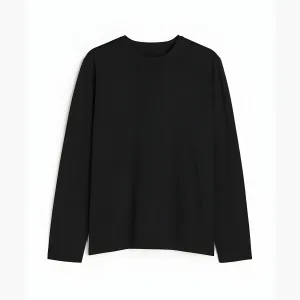 Men Soft Cotton Long Sleeve Black T-Shirt