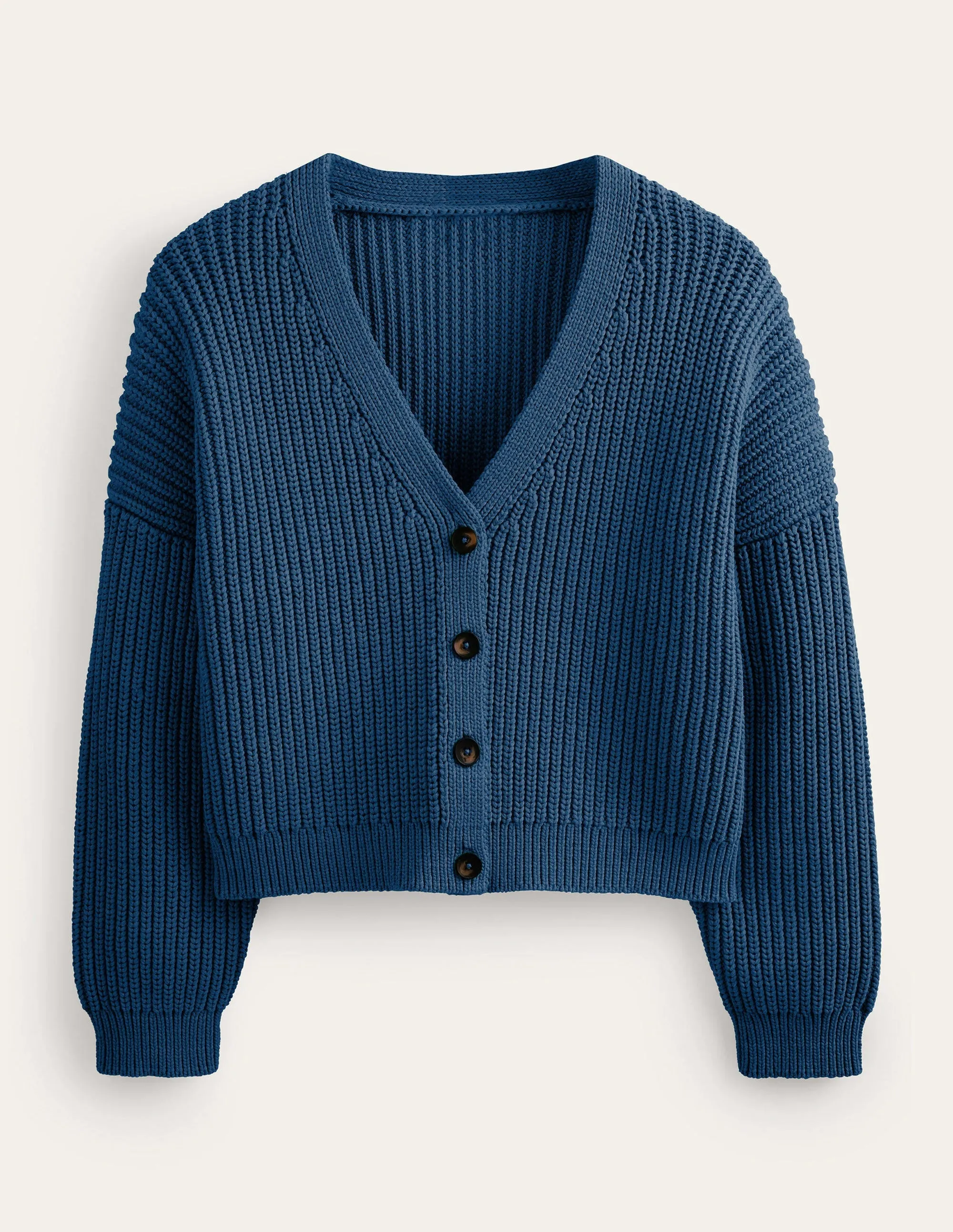 Oversized Ribbed Cardigan-Navy