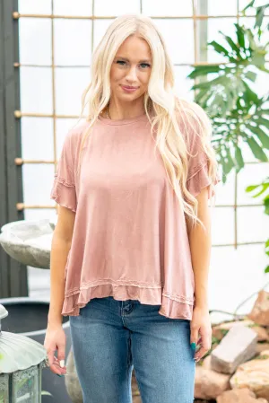 Peek-a-boo Ruffle Overlay Knit Top