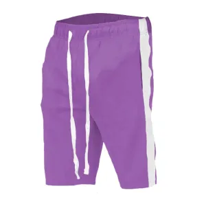 Purple White Single Stripe Shorts