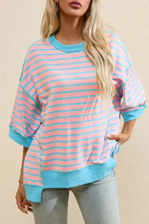 Round Neck Half Sleeve Striped T-Shirt