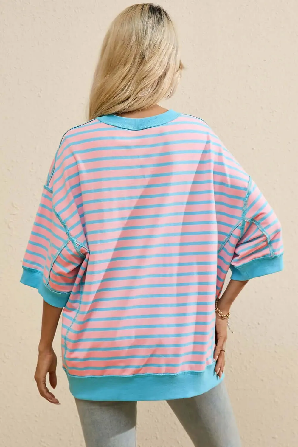 Round Neck Half Sleeve Striped T-Shirt
