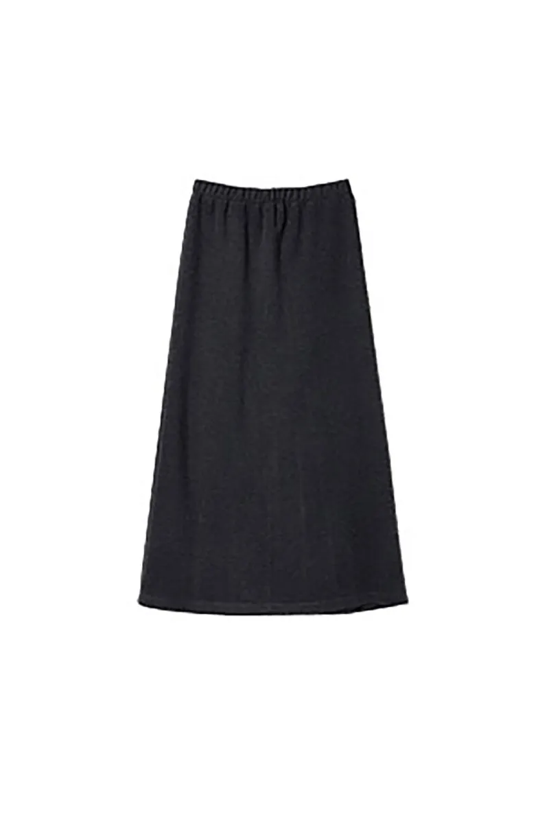 Soft Wool-Acetate Blend High-Waisted Midi Tube Skirt with Back Slit